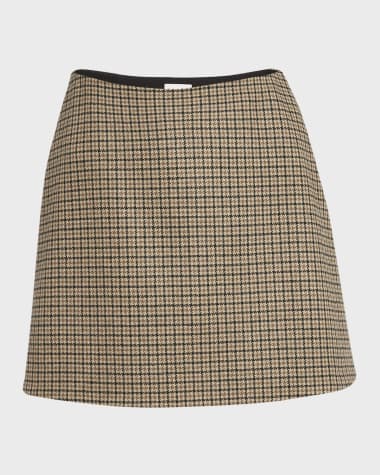 Moncler Houndstooth Plaid Mini Skirt
