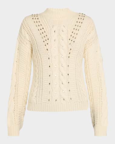 Moncler Embellished Wool Cable-Knit Sweater