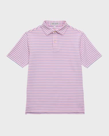 Peter Millar Boy's Drum Striped Performance Jersey Polo Shirt, Size XS-XL