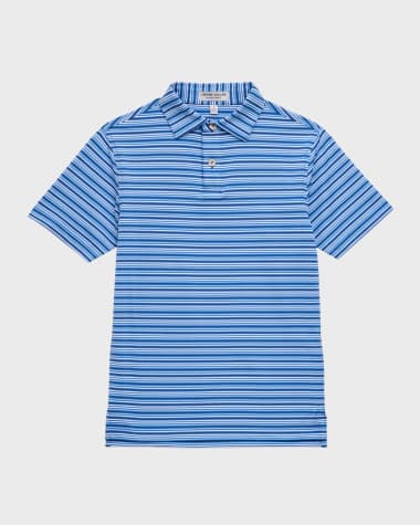 Peter Millar Boy's Clifton Striped Performance Jersey Polo Shirt, Size XS-XL