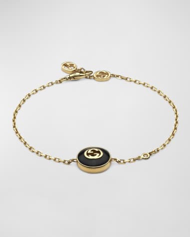 Gucci Interlocking G Onyx Bracelet with Diamond