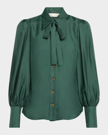 Zimmermann Illustration Blouson Silk Shirt