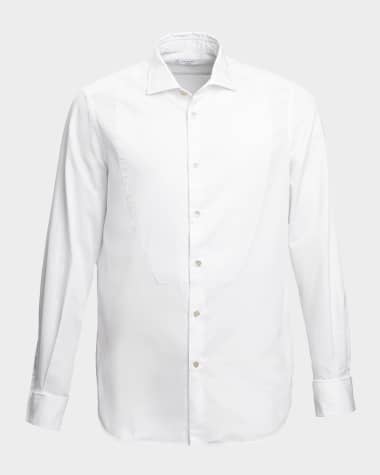 Boglioli Men's Yarn-Dyed Tuxedo Shirt with Bib