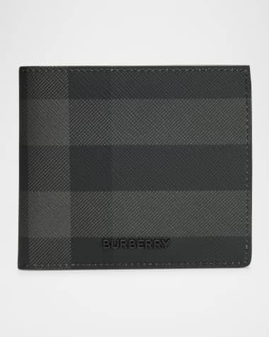 Burberry Men's Charcoal Check Bifold Wallet