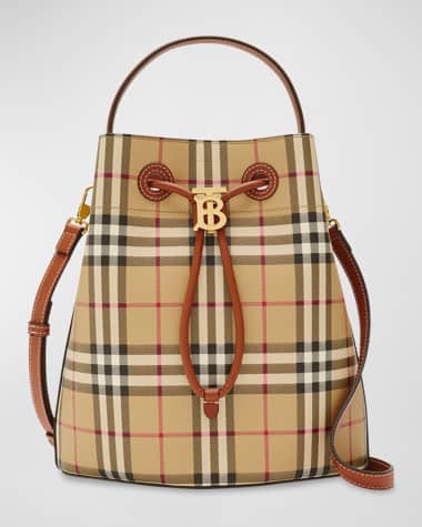 Burberry Small Check Drawstring Bucket Bag