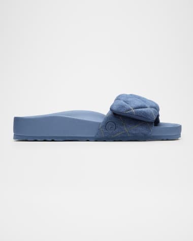 1774 Birkenstock Sylt Quilted Denim Slide Sandals