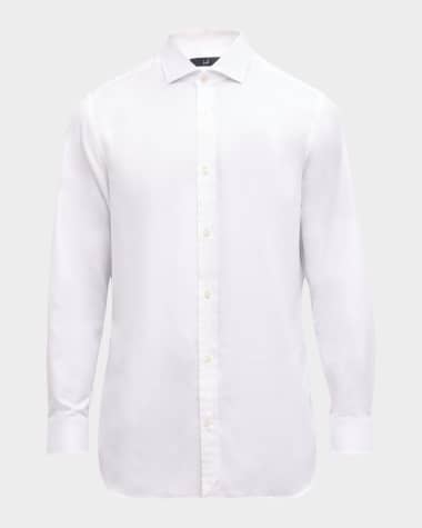 dunhill Men's Cotton Twill Spread-Collar Sport Shirt