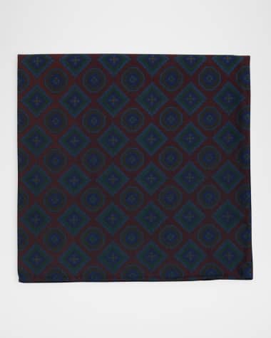 dunhill Men's Mulberry Silk Medallion Pocket Square
