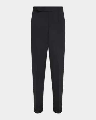 dunhill Men's Wool and Cashmere Flat Front Trousers