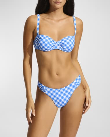 Seafolly Ruched Plaid Underwire Bikini Top