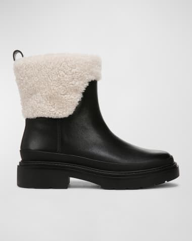 Vince Leather Shearling Winter Booties