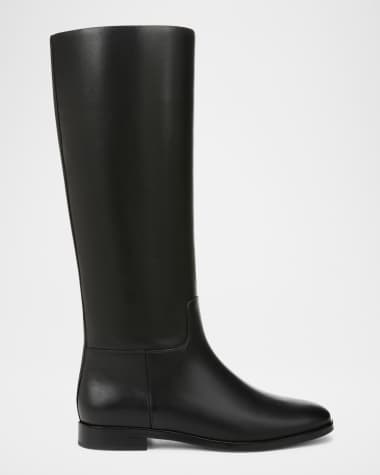 Vince Leather Zip Knee Boots Wide Calf