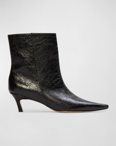 Black Suede Studio Avenue Snake-Embossed Ankle Boots