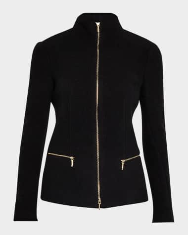 Giorgio Armani Cashmere-Blend Zip-Front Knit Jacket