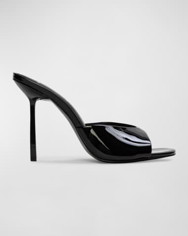 Black Suede Studio Nori Snake-Embossed Stiletto Mules