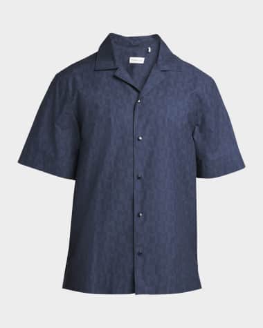 Moncler Men's Monogram Poplin Camp Shirt