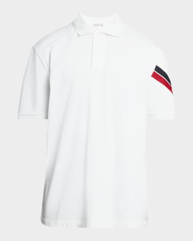 Moncler Men's Stripe-Sleeve Polo Shirt