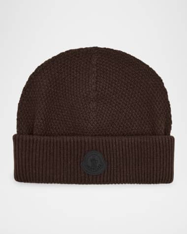 Moncler Men's Tonal Wool Logo Beanie