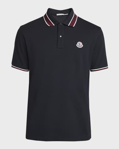Moncler Men's Pique Stripe Polo Shirt