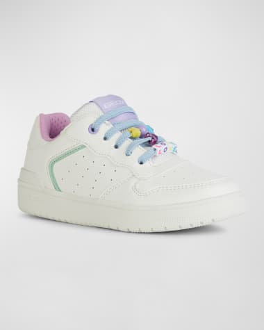 Geox Girl's Washiba Sneakers W/ Beaded Laces, Toddlers/Kids