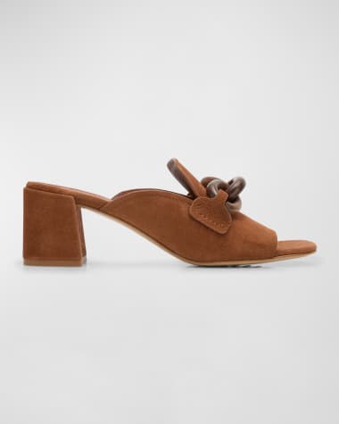 Pedro Garcia Umita Suede Chain Loafer Mules