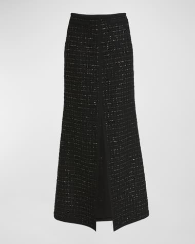 Giambattista Valli Paillette Tweed Slit Maxi Skirt