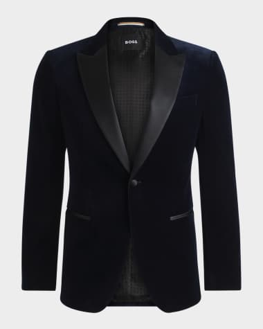 BOSS Men's Hutson Black Heritage Velvet Tuxedo Jacket