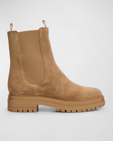 Gianvito Rossi Chester Suede Lug-Sole Chelsea Ankle Boots