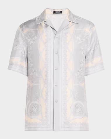Versace Men's Twill Baroque Coupe Des Dieux Camp Shirt
