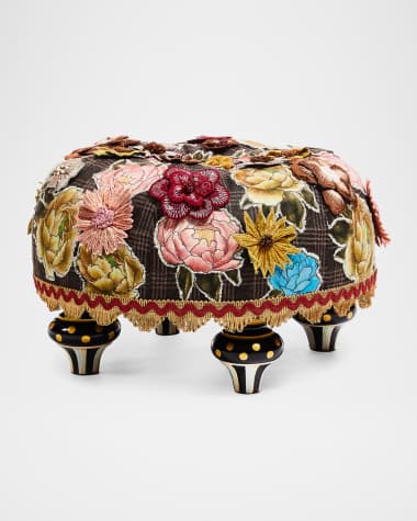 MacKenzie-Childs Field Study Floral Tufted Footstool