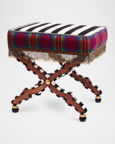 MacKenzie-Childs On Wall Street Stripe Cushioned Accent Stool