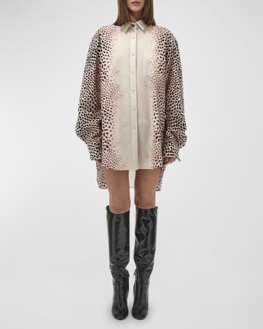 Roberto Cavalli Printed Button Down Short Shirt Dress