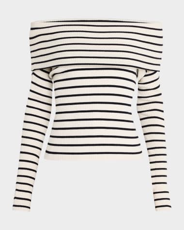 A.L.C. Evelyn Ribbed Off-Shoulder Top