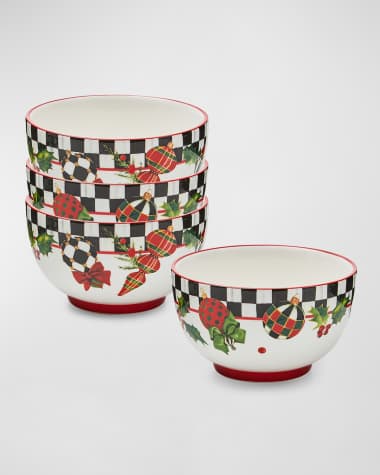 MacKenzie-Childs Deck the Halls Breakfast Bowls, Set of 4
