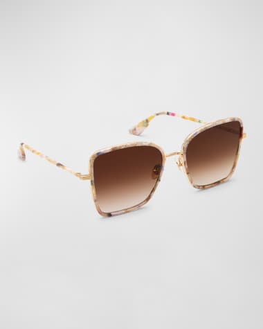 KREWE Jolene Brown Mixed-Media Butterfly Sunglasses