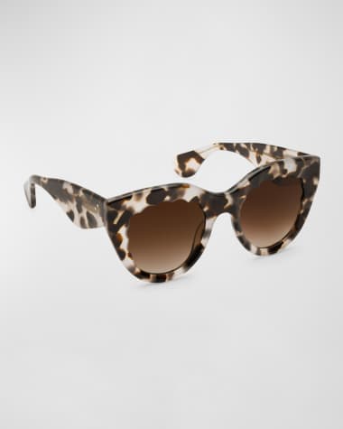 KREWE Charlotte Tortoise Acetate Cat-Eye Sunglasses