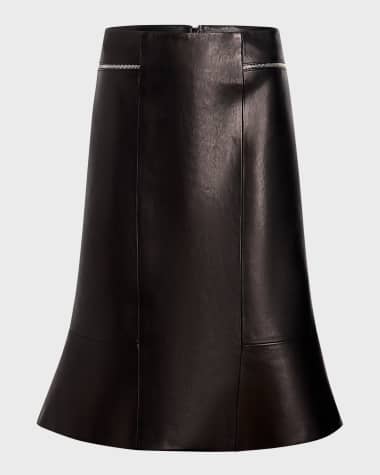 Khaite Francine Zipper Leather Skirt