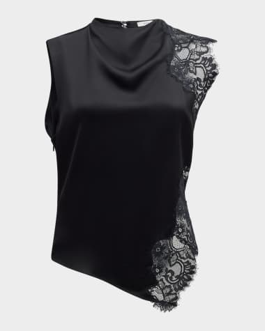 A.L.C. Gracie Satin and Lace Sleeveless Top