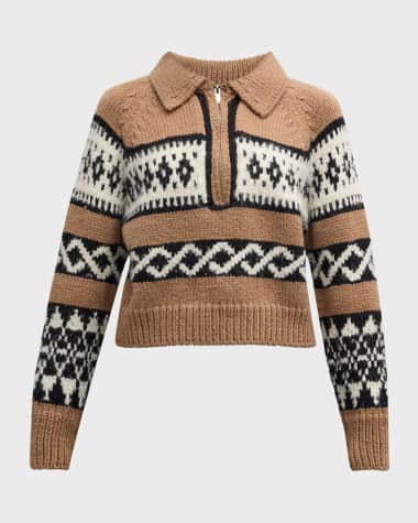 A.L.C. Carter Fair Isle Quarter-Zip Sweater