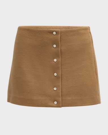 A.L.C. May Snap-Front Wool-Cashmere Mini Skirt