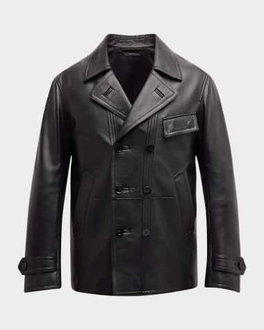 TOM FORD Men's Grained Goat Leather Peacoat