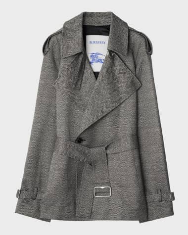 Burberry Chevron Belted Double-Breasted Trench Jacket