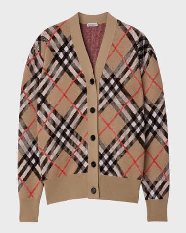 Burberry Check V-Neck Cardigan