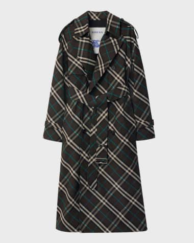 Burberry Snug Check-Print Long Trench Coat