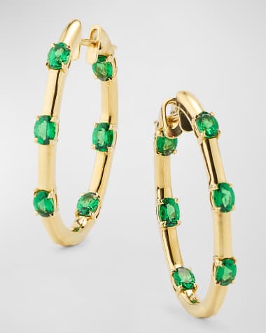 Etho Maria Dolce 18K Yellow Gold Tsavorite Hoop Earrings