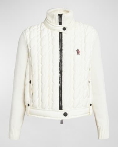 Moncler Grenoble Wool Quilted Zip-Up Cardigan