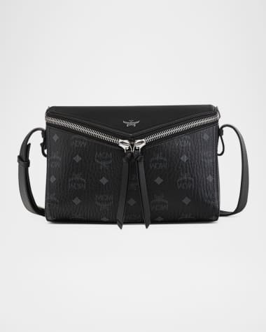 MCM Visetos Zip Faux Leather Shoulder Bag