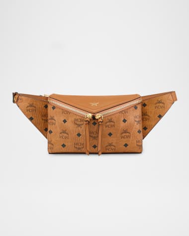 MCM Visetos Zip Faux Leather Shoulder Bag