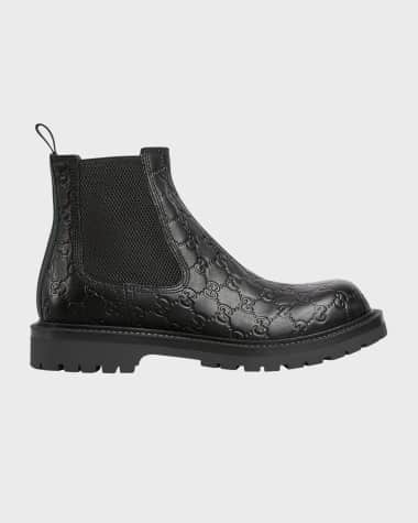 Gucci Men's Miart GG Leather Lug Sole Chelsea Boots