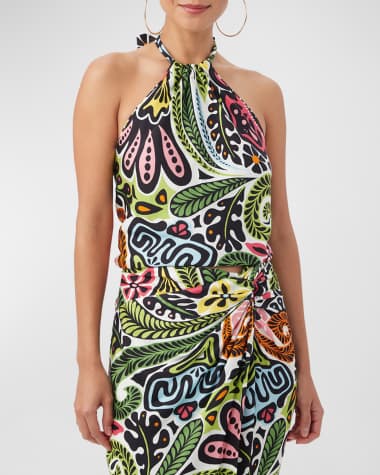 Trina Turk Tamika Reversible Tie-Back Halter Top
